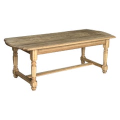 Antique Deeper French Bleached Oak Farmhouse Dining Table 