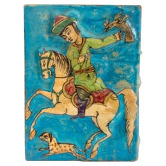 Vintage Persian Qajar Glazed Tile, 19th C