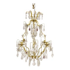 1930s French Small Bagues Crystal Chandelier