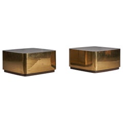 American Designer, Side Tables, Brass, Metal, USA, 1970s