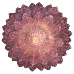 Amazing Pink Amethyst Murano Glass Leave Ceiling Light or Chandelier