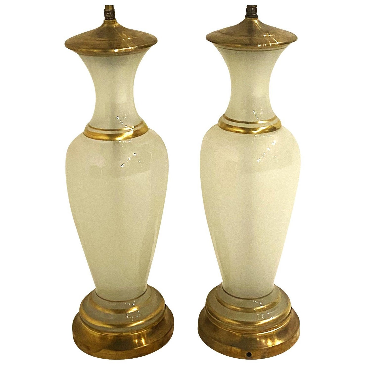 1930's Opaline Glass Table Lamps For Sale
