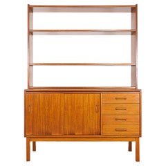 Scandinavian Teak Bookcase Cabinet with Desk