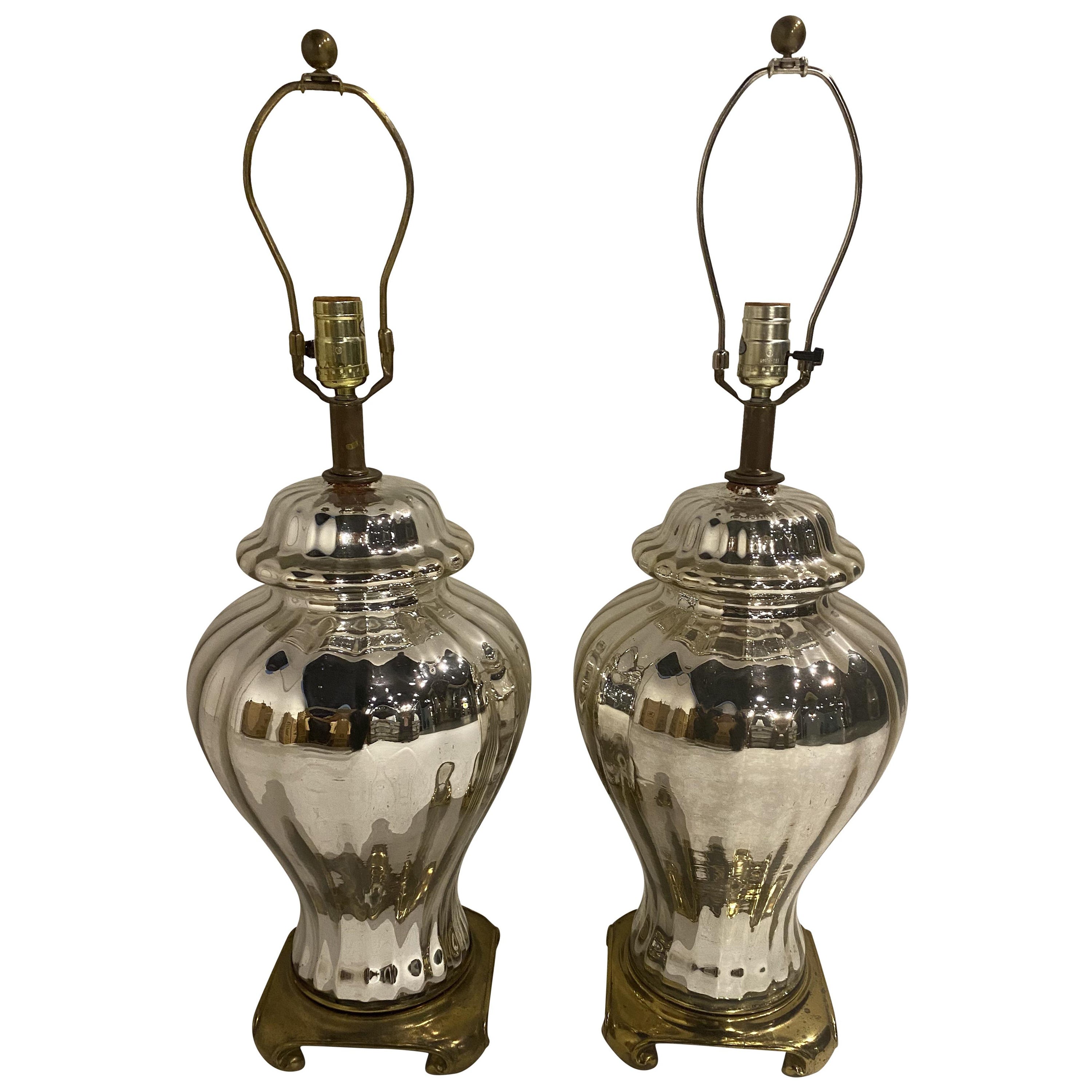 1930’s French Mercury Glass Table Lamps For Sale
