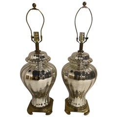 1930’s French Mercury Glass Table Lamps Pair