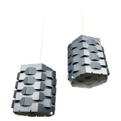 Retro Pair Or Brutalist Architectural 1960s Mid Century Light Shades Ceiling Lights