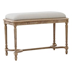 Early 20th Century French Hardwood Upholstered Bench