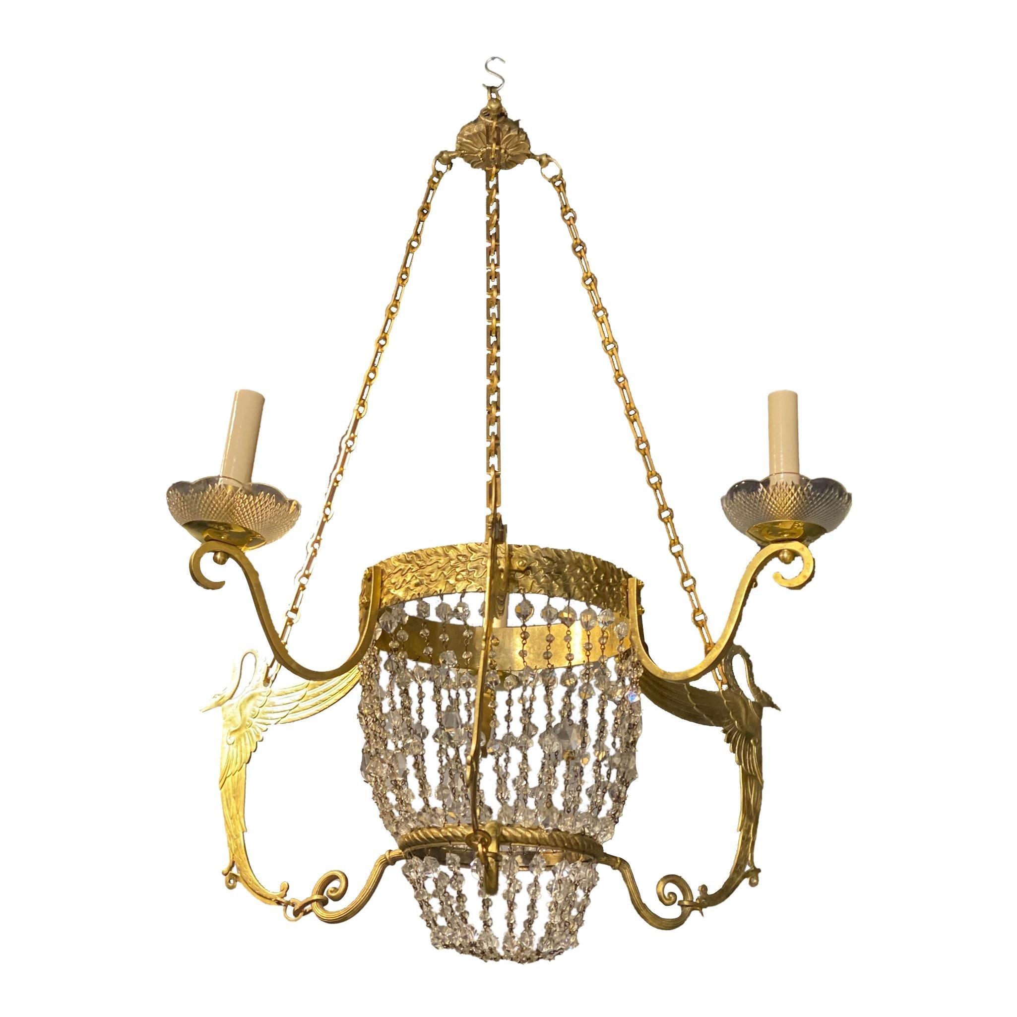 1920’s French Empire Chandelier with 3 lights For Sale