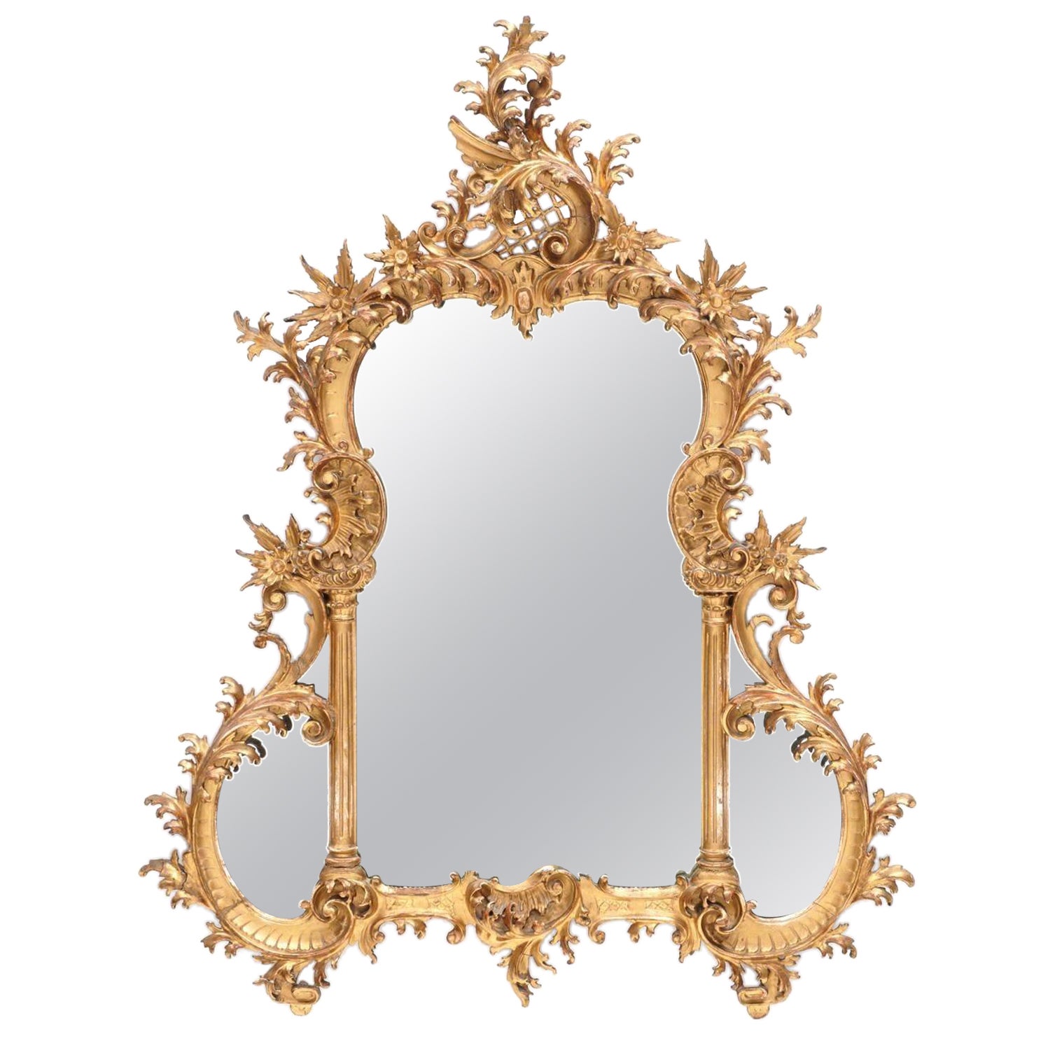 19th Century Italian Giltwood Rococo Style Mirror