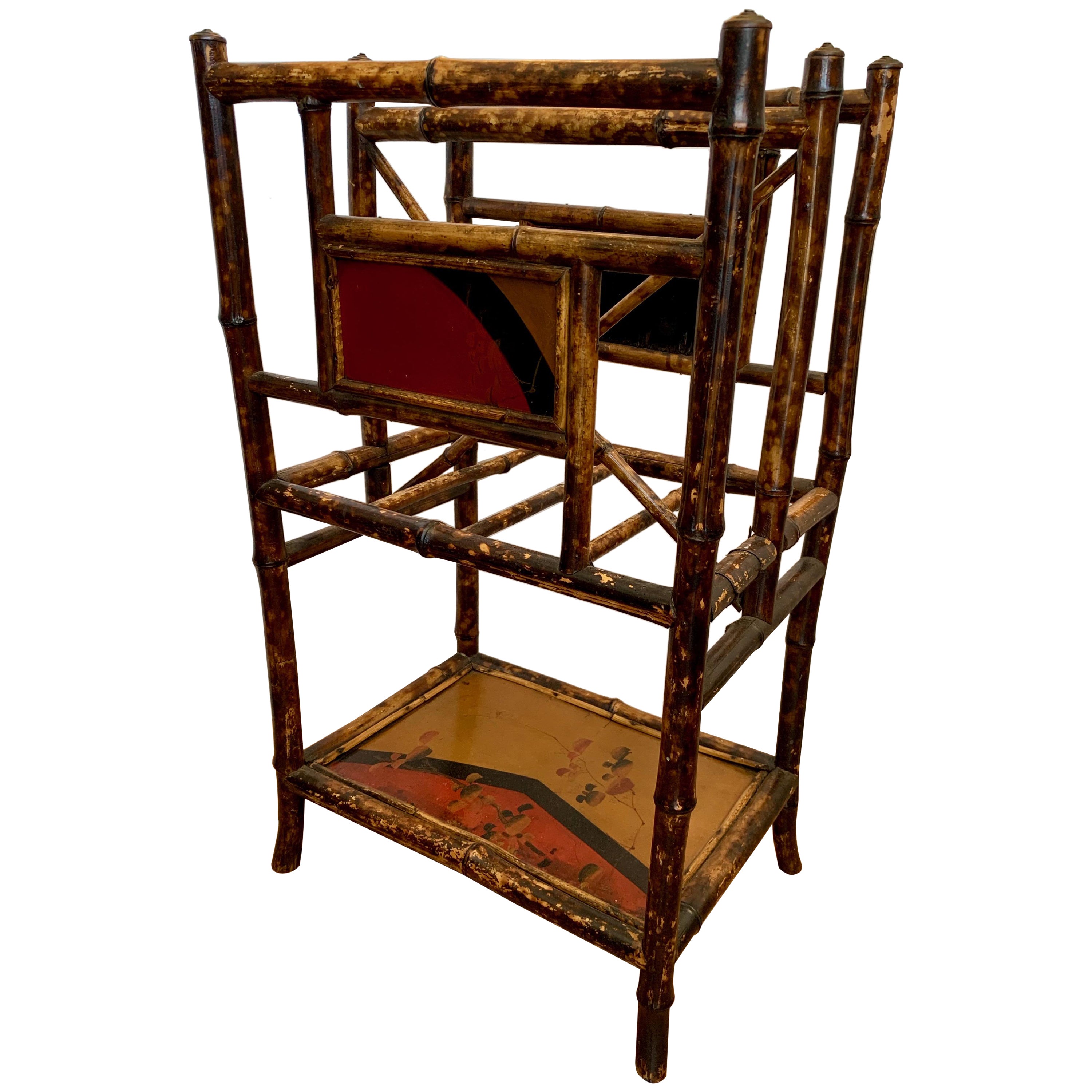  19th Century Chinoiserie English Bamboo Magazine Stand For Sale