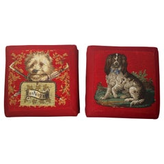 Pair Antique English Victorian Needlepoint Foot Rest circa 1870