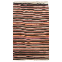 Tapis Kilim turc à tissage plat fait à la main du milieu du 20e siècle, de grande taille