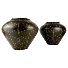 Huge sculptural pair of Richard Eaton Denby Pottery ‘Origins’ Mid Century Vases