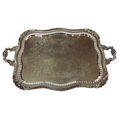 Circa 1940s Silver on Copper Tea Tray by the Crown Silver Co