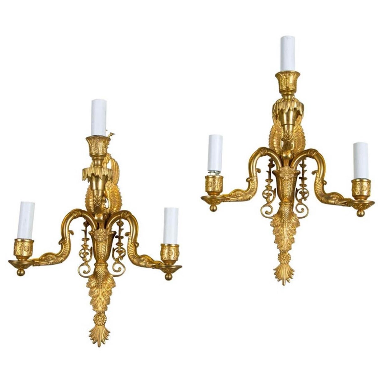 1930’s French Empire Three Light Sconces For Sale