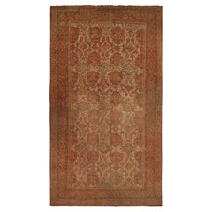 Antiker Oushak-Palast-Teppich mit rotem und goldenem Allover-Muster