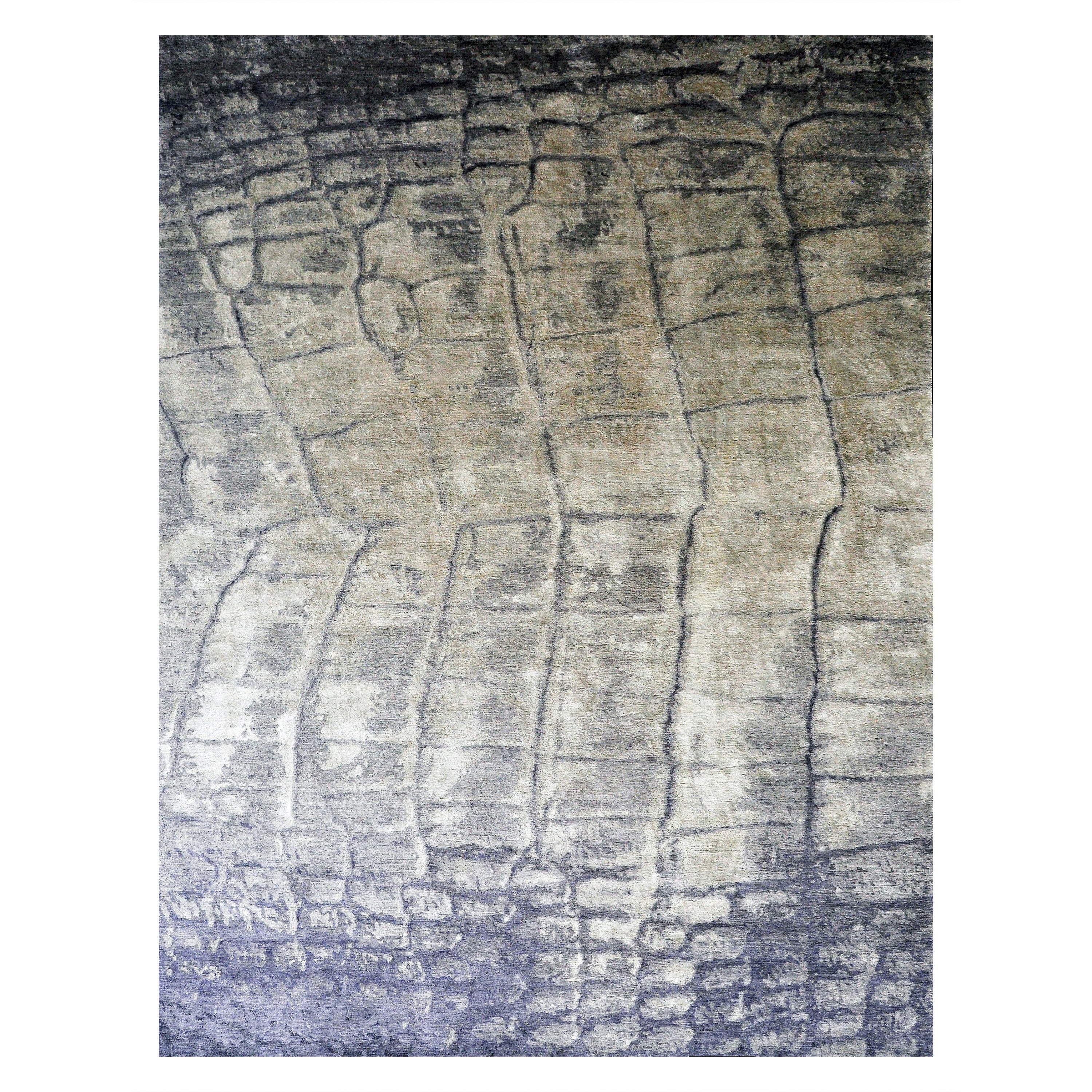 „Affirme“ / 9' x 12' / Handgeknüpfter Teppich aus Wolle und Seide aus Alligatorleder