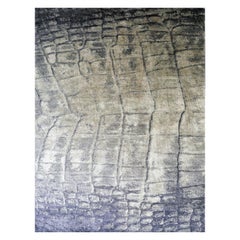 „Affirme“ / 9' x 12' / Handgeknüpfter Teppich aus Wolle und Seide aus Alligatorleder