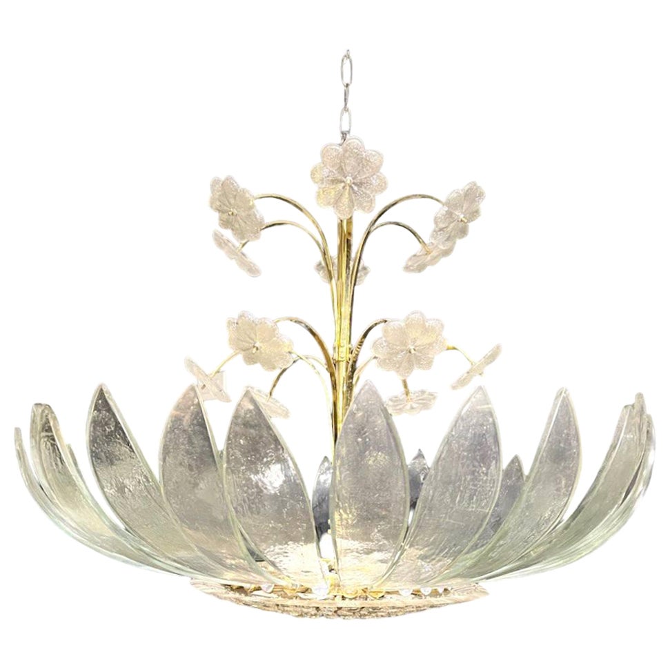 1930's French Glass Leaves Light Fixture im Angebot