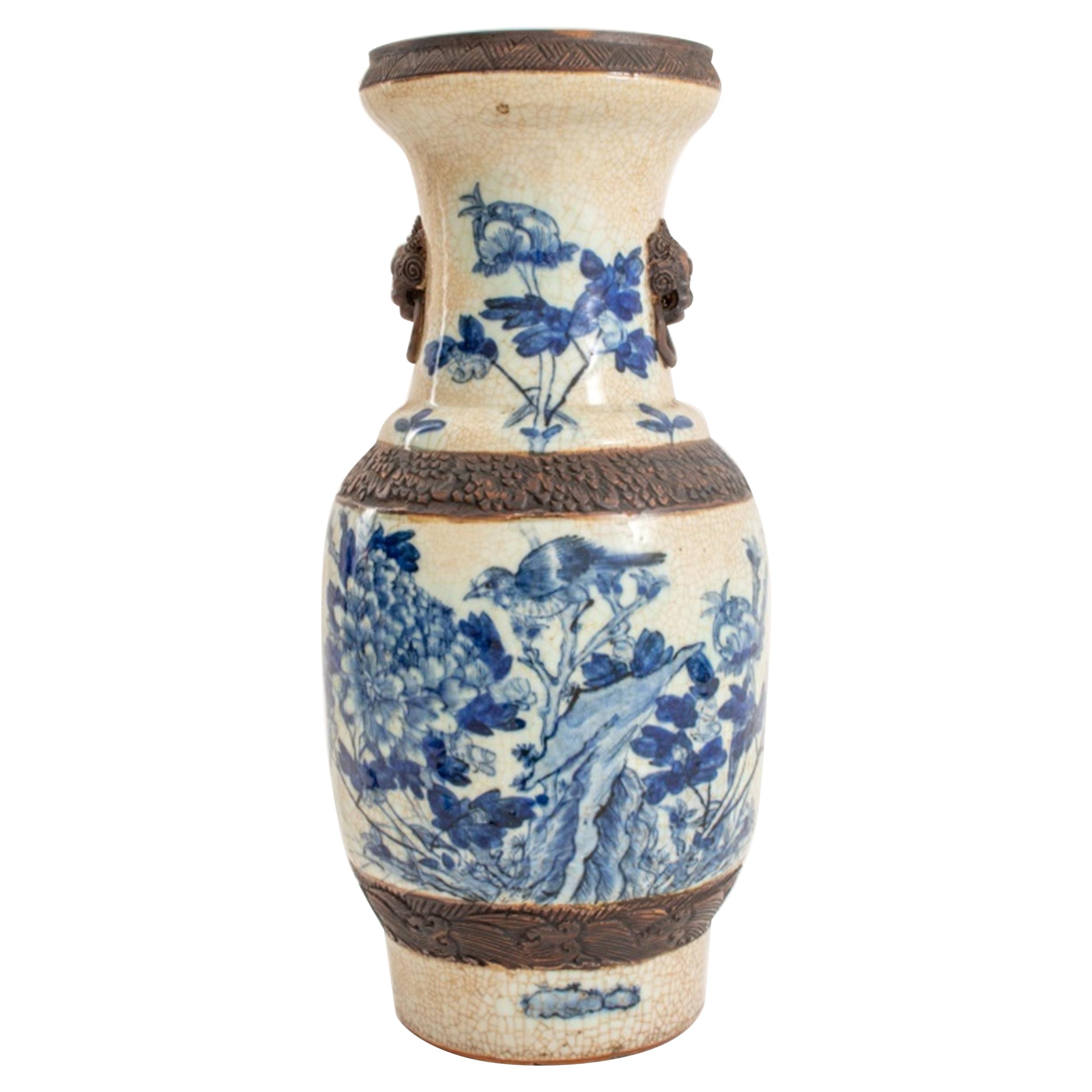 Vase chinois bleu et blanc en vente