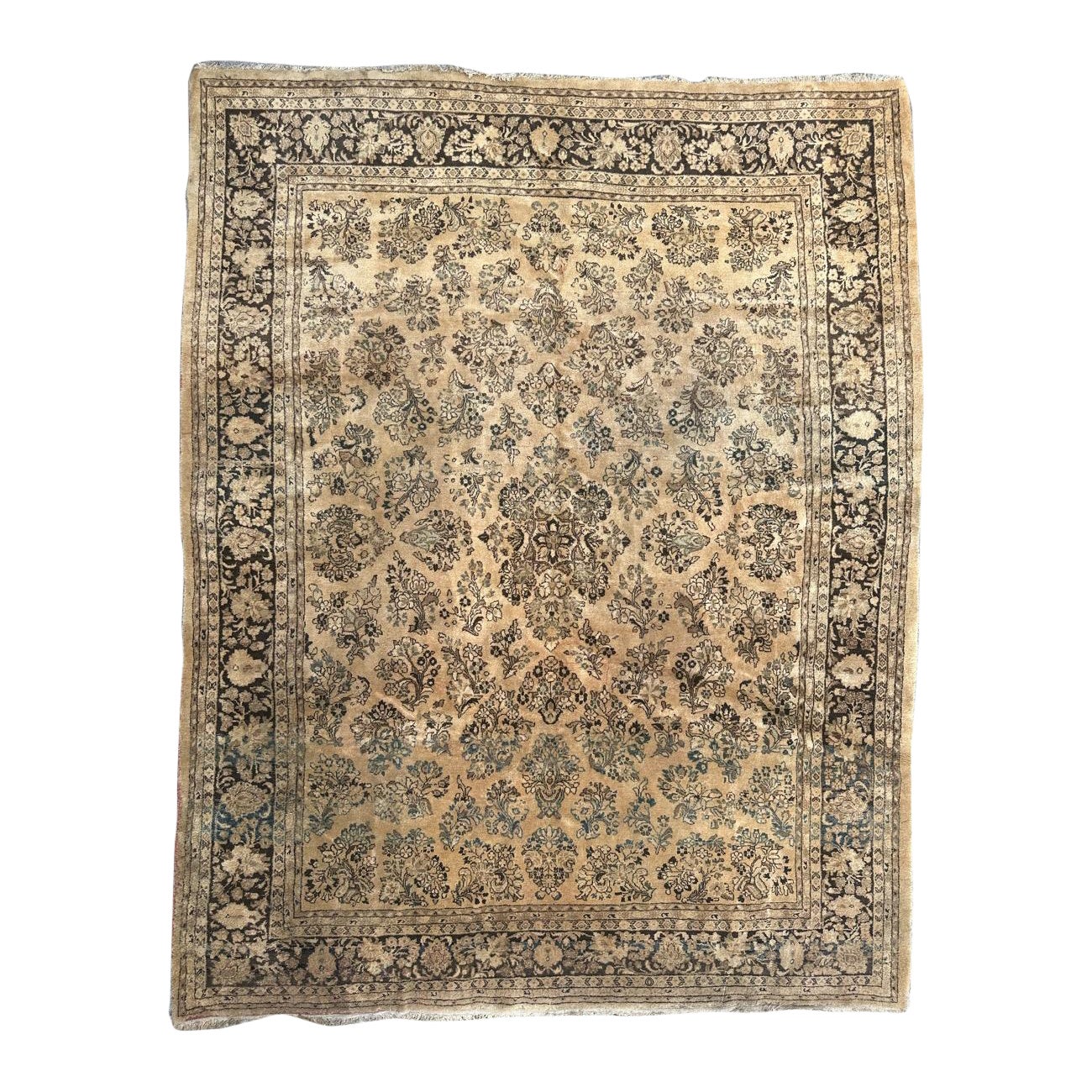 Bobyrug’s Pretty large antique yazd rug 