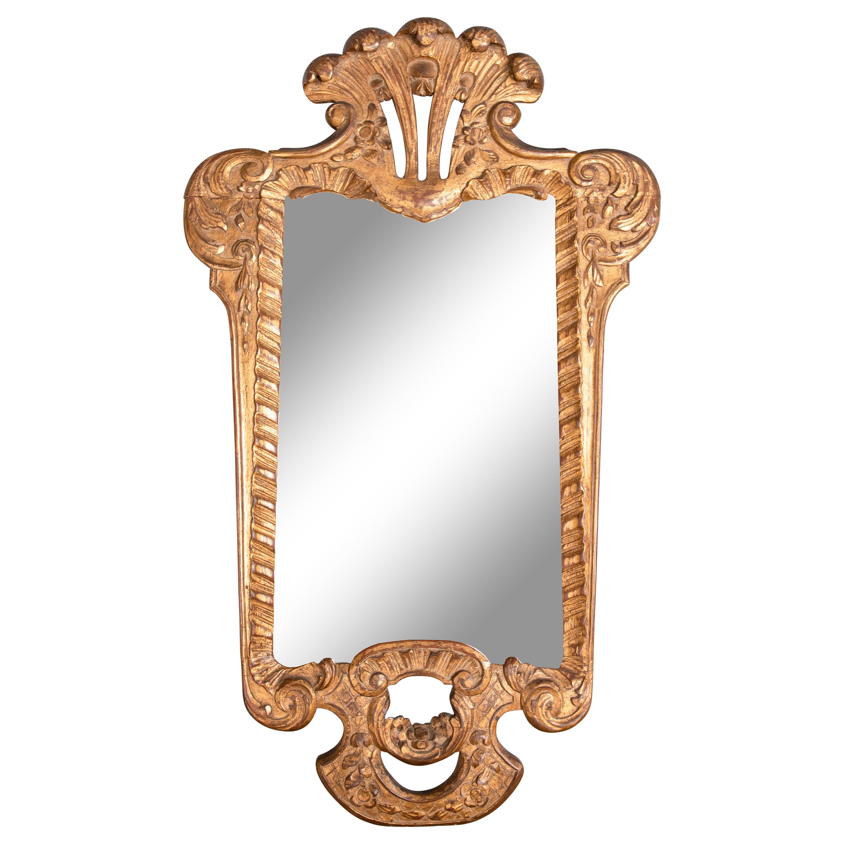 19th Century French Louis XV Style Carved Giltwood Mirror For Sale