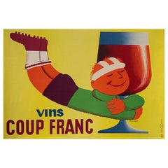 „Vins Coup Franc“ Original-Vintage-Weinplakat von Saint Genies, um 1950