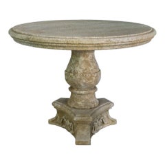 Round Reclaimed Antique Old Stone Table - Limestone