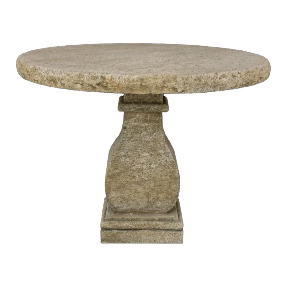 Round Reclaimed Antique Old Stone Table - Limestone For Sale