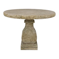 Round Reclaimed Antique Old Stone Table - Limestone