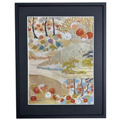 Kimono Art / Japanese Wall Art / “Garden by the Sea”