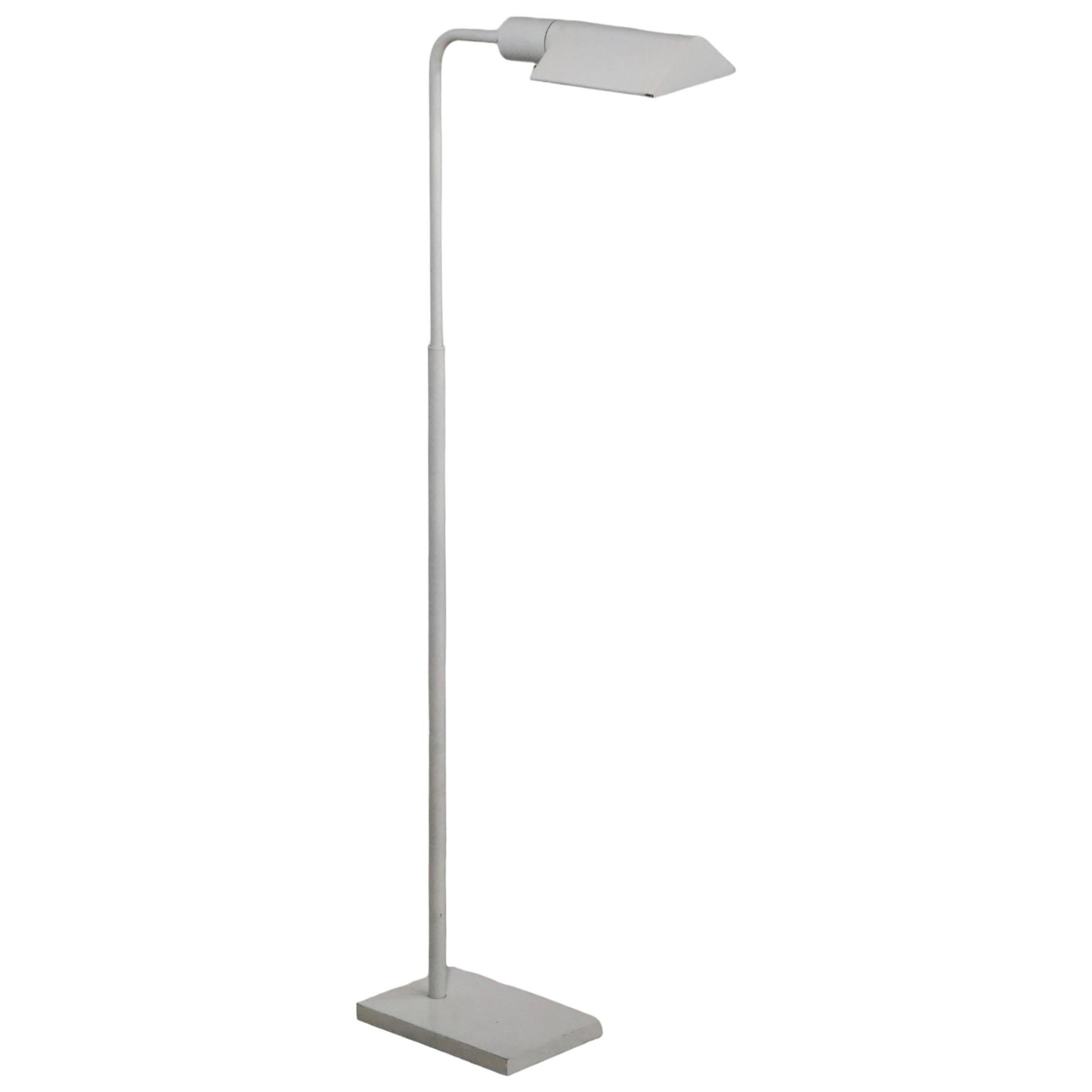 Modernist Pharmacy Style Floor Lamp in White on White Finish c 1970/1980's For Sale