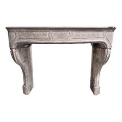 Antique 18th Century Louis XV Fireplace Mantel in French Limestone