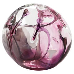 Vintage Extra Large Peter Bramhall Glass Orb Sculpture, Signed.