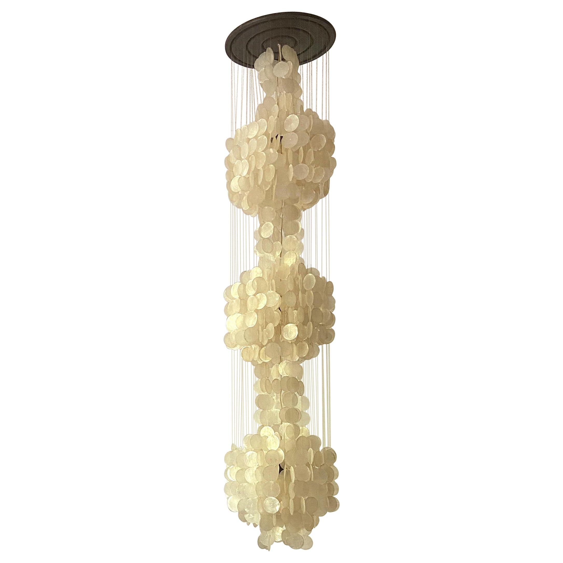 Large Verner Panton style Capiz Shell Chandelier 