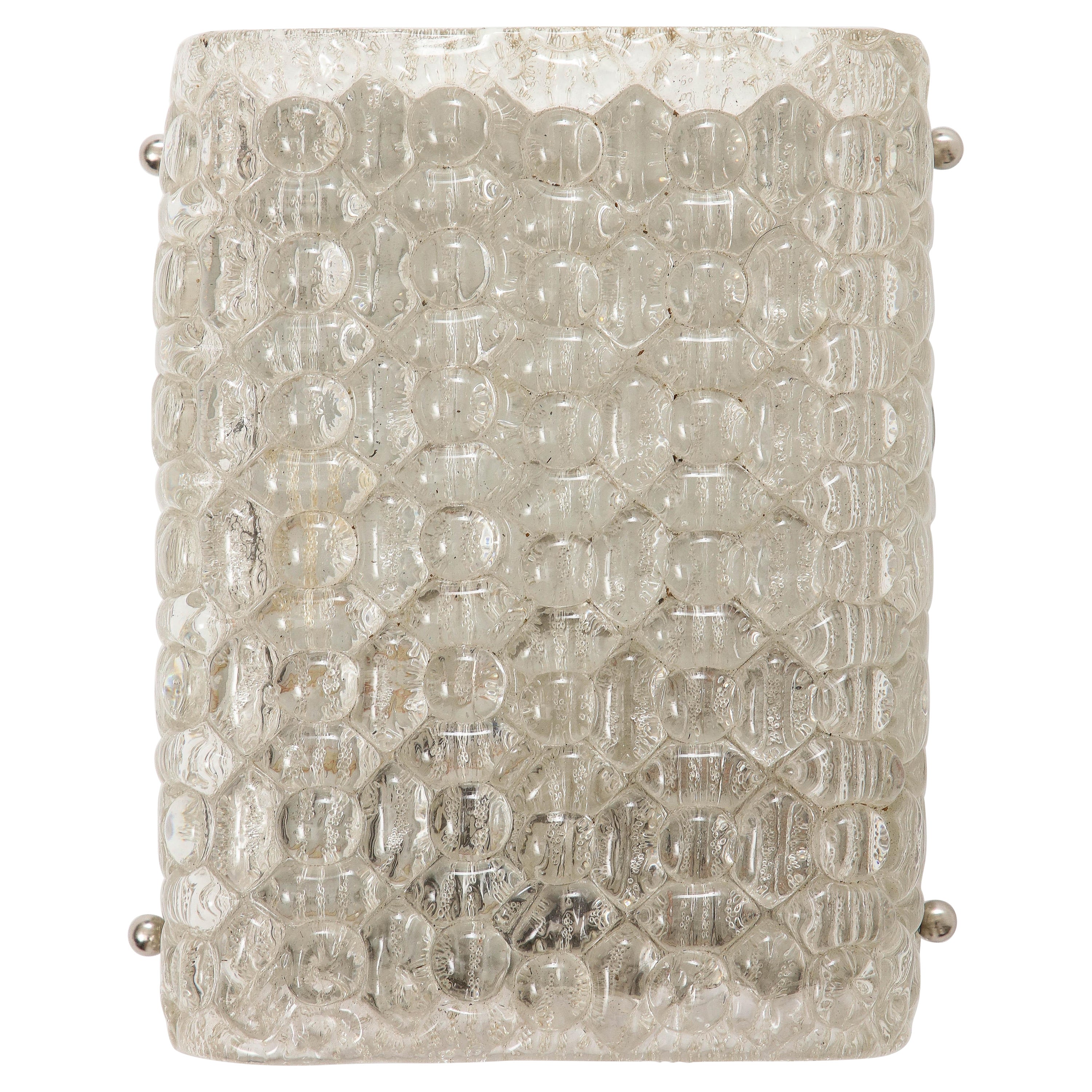 Single, Orrefors Bubbled Crystal Sconce For Sale