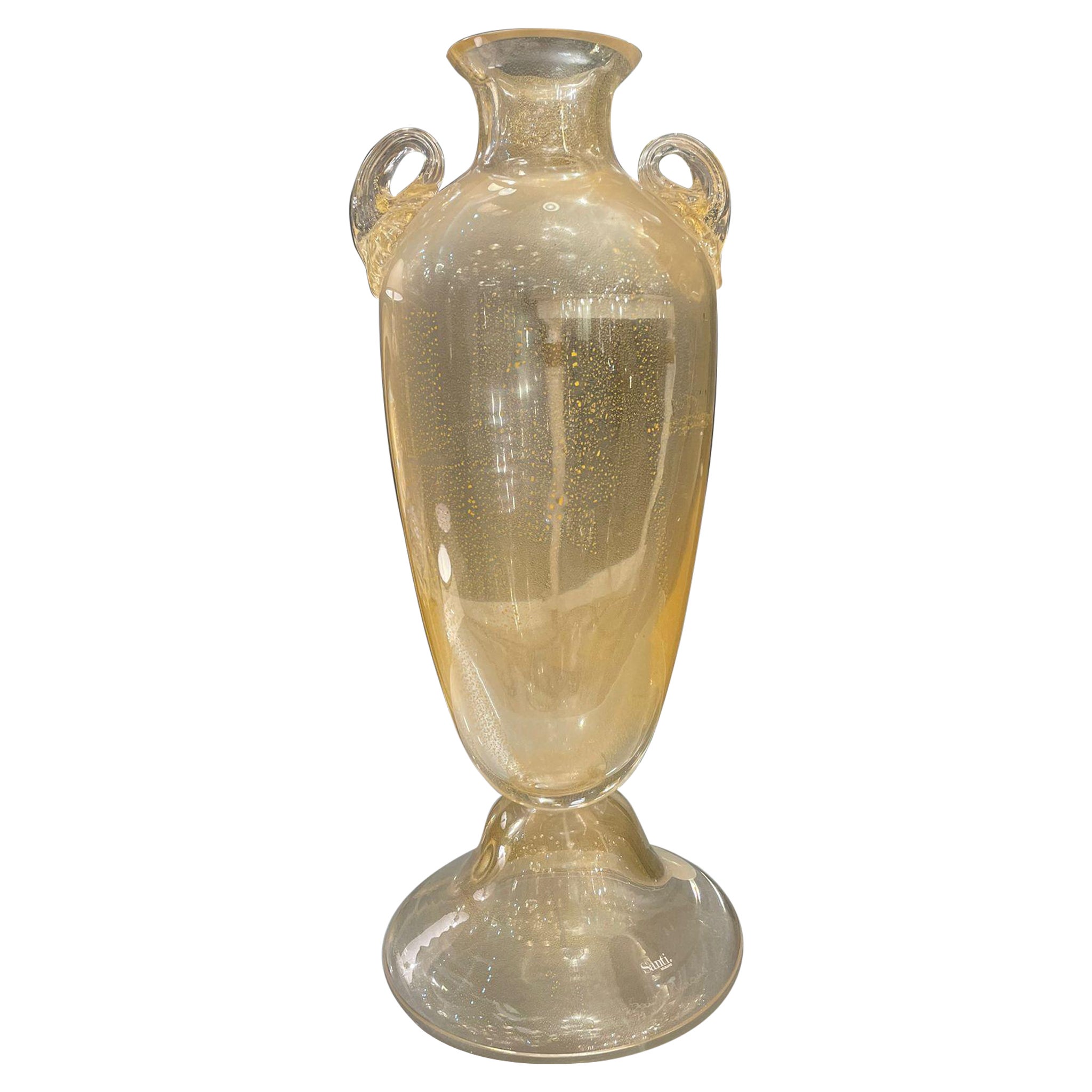 Murano Glass Vase Signed Santi Murano