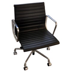 Pair Charles Eames for Herman Miller Aluminum Group Office Chair Black Leather