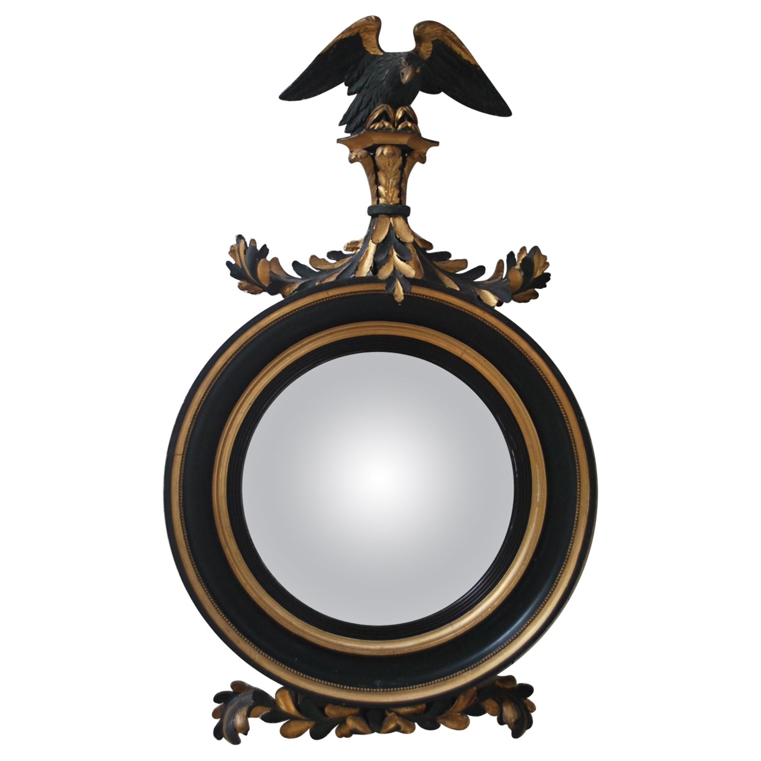 Giltwood and Painted Convex Mirror For Sale