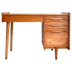 Vintage Mid Century Modern Maple Asymmetrical Desk by Crawford