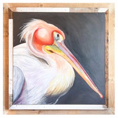 Pelican Painting by Krystal Sokolis - Acrylics on Canvas - Reclaimed Wood Frame