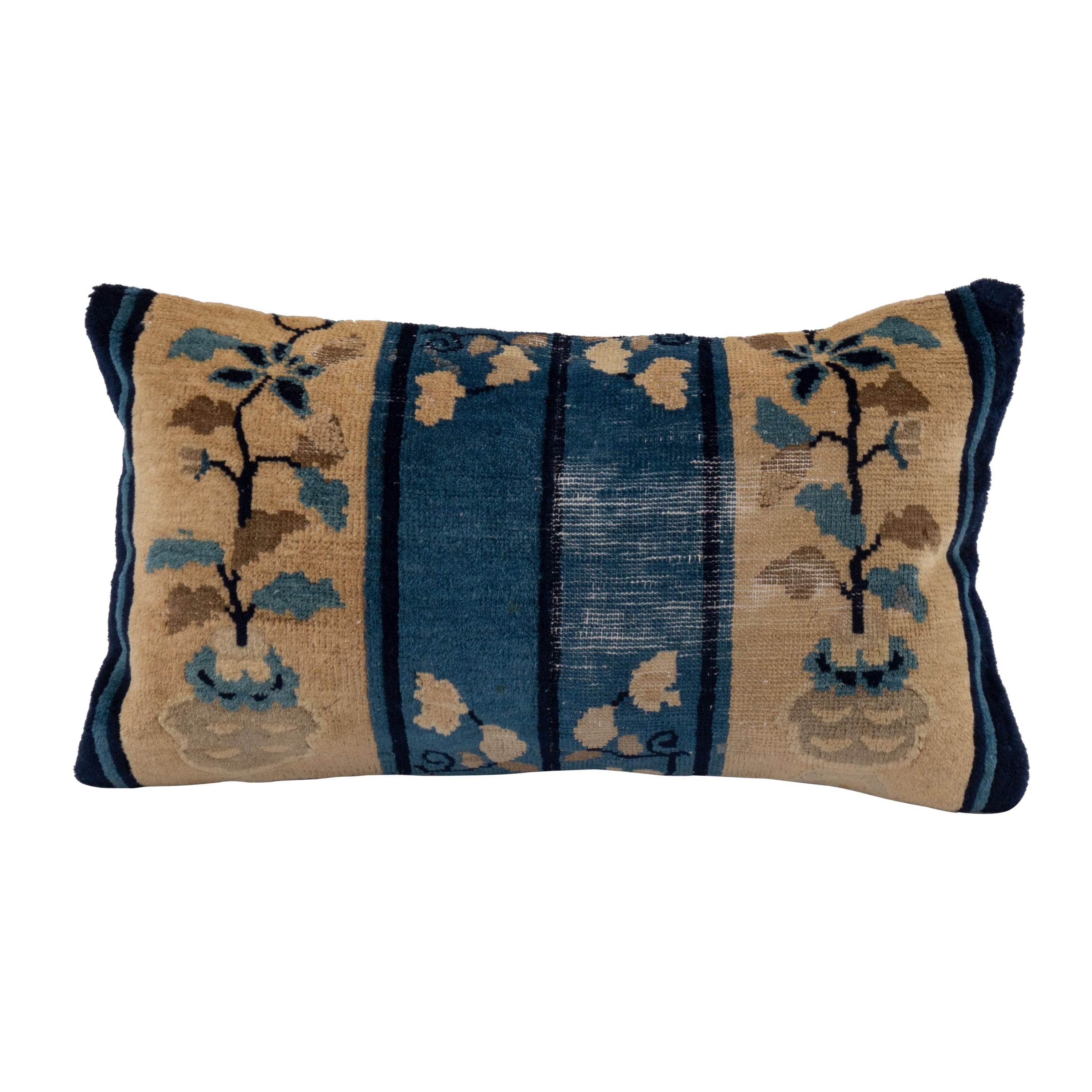 Pillow Cover Made from a Chinese Art Deco Rug, early 20th C. For Sale