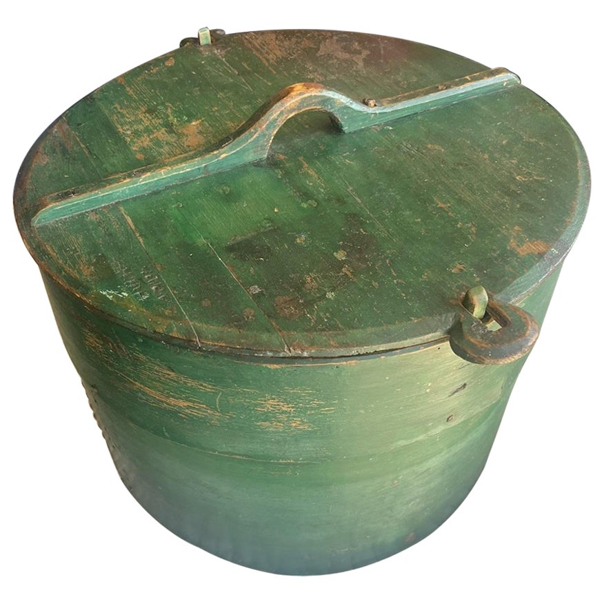 19Thc Original Apple Green Pantry Box From New England
