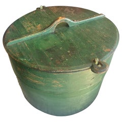 Antique 19Thc Original Apple Green Pantry Box From New England