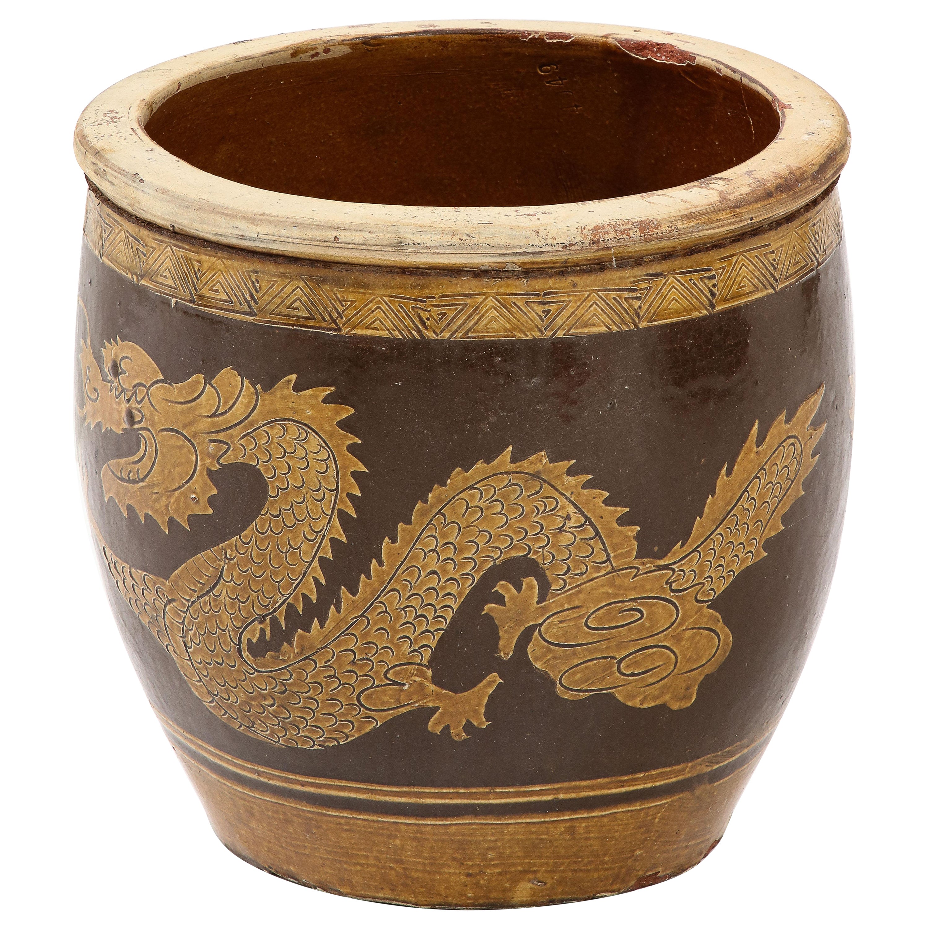 Chinese Art Deco Dragon Jardinere For Sale