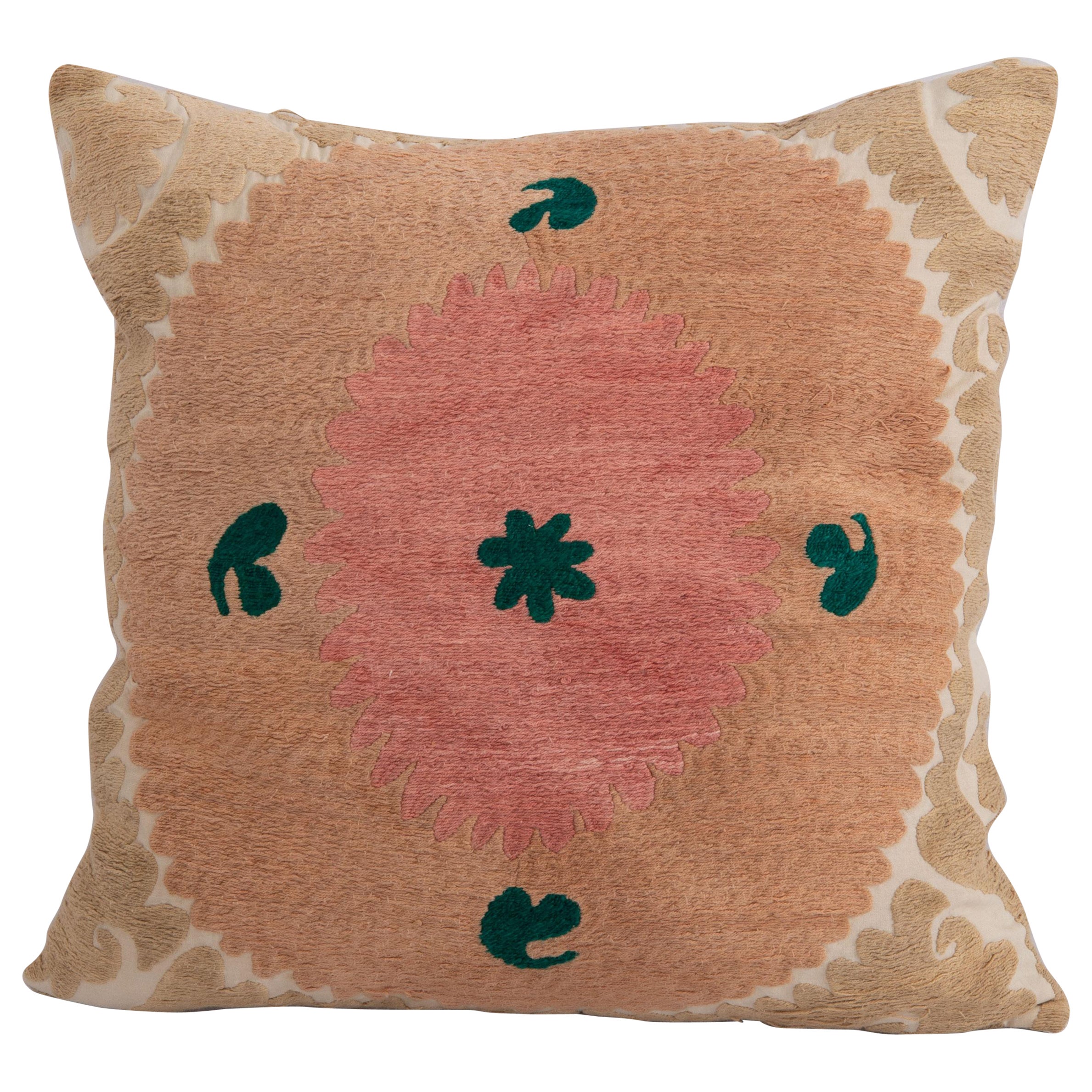 Pillow Cover Made from a Mid 20th C. Suzani, Uzbekistan For Sale