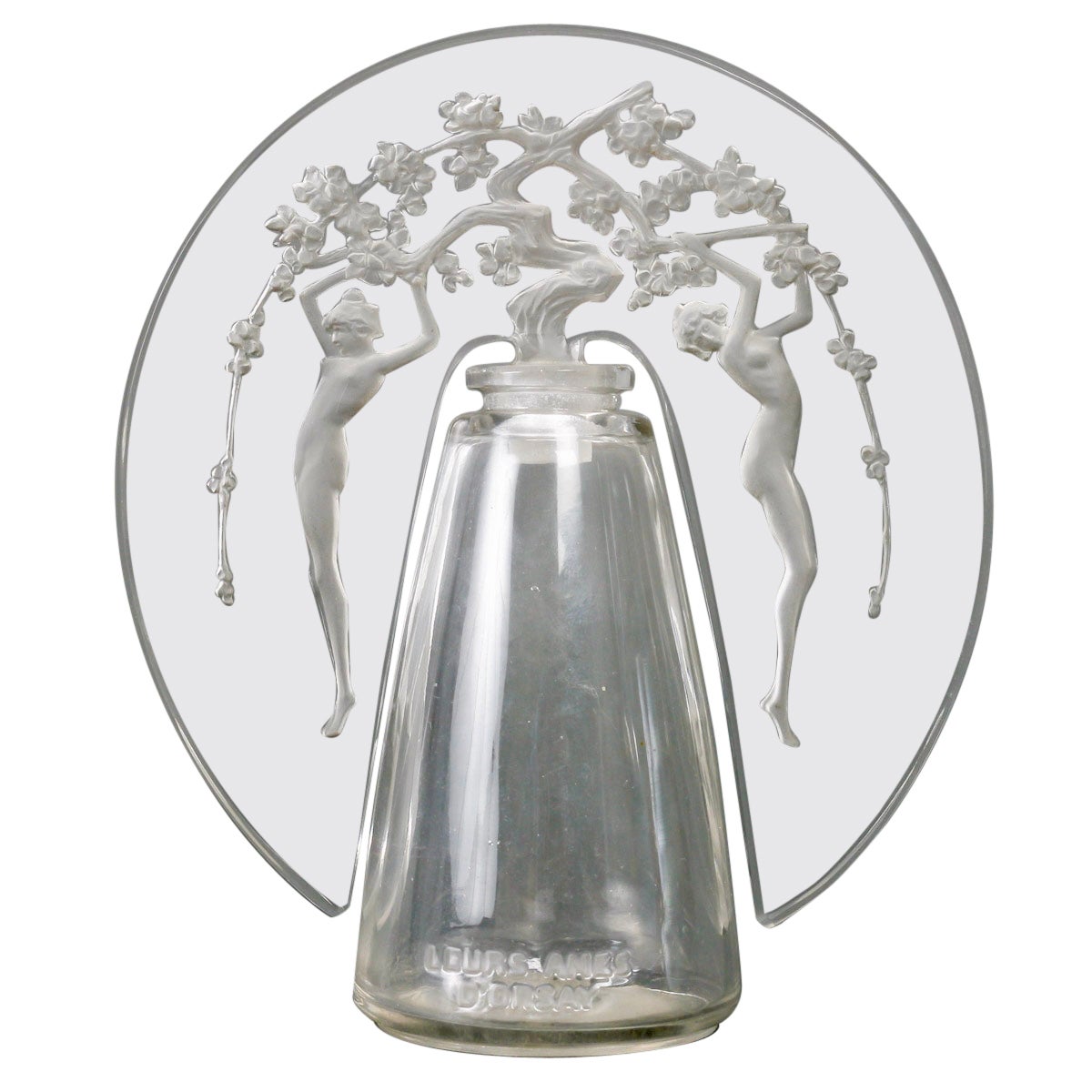 1913 Rene Lalique Tiara Perfume Bottle Leurs Ame D'Orsay Glass For Sale