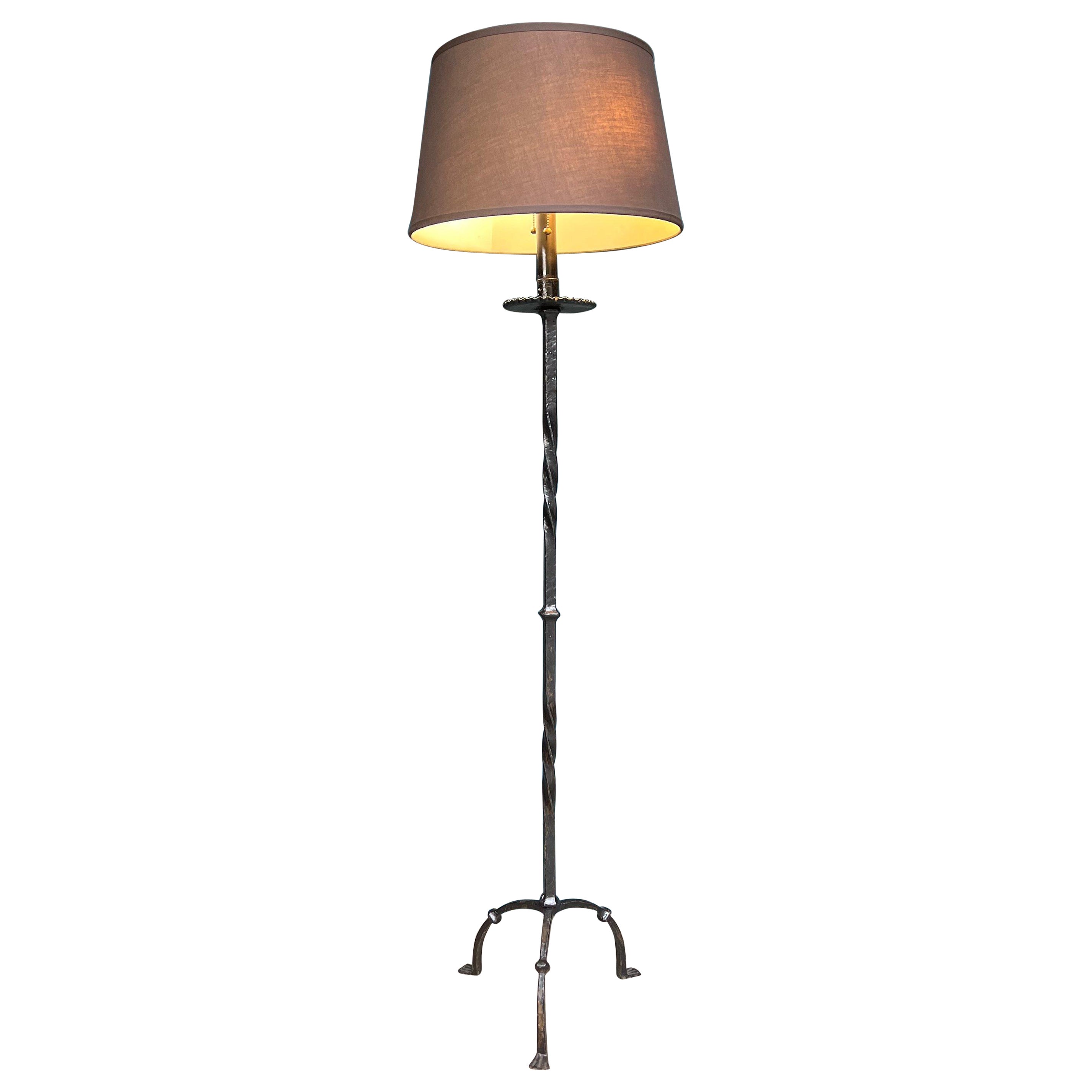 Spanish Black Iron Floor Lamp For Sale