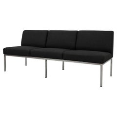 Mid-Century Gelderland Black Upholstered 3 Seater Sofa with Chrome Frame