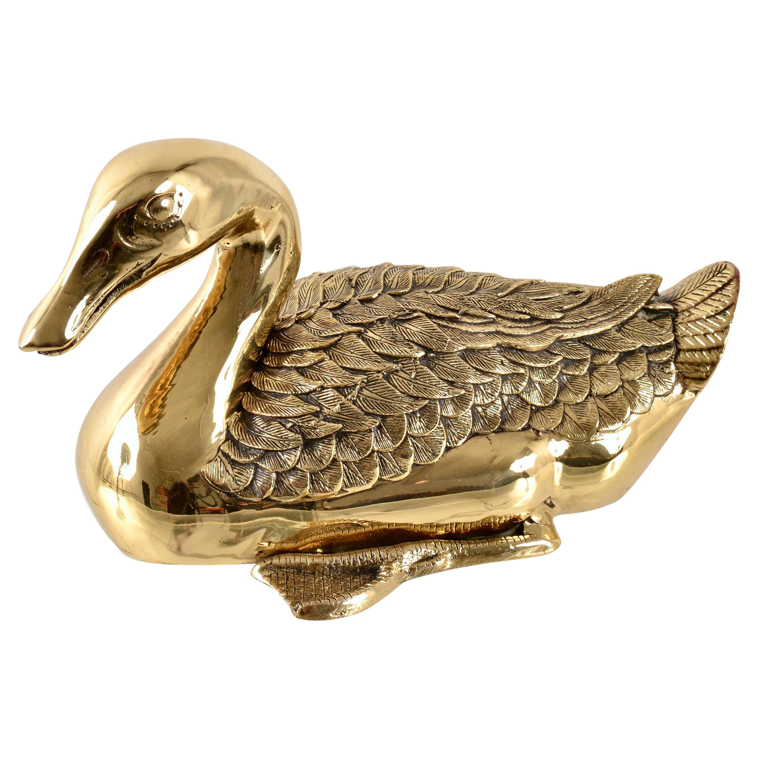 Finely Crafted Brass Duck For Sale